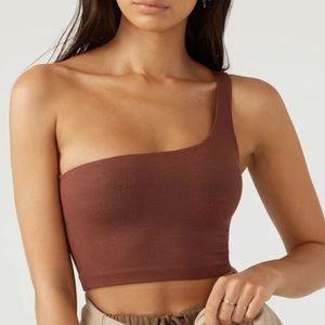 Joah Brown Single Strap Crop Tank